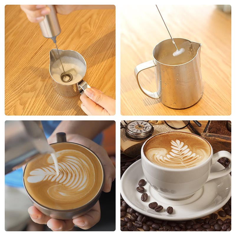 Electric Stainless Steel Handheld Milk Frother Foamer Mixer Coffee Latte Stirrer Egg Beater